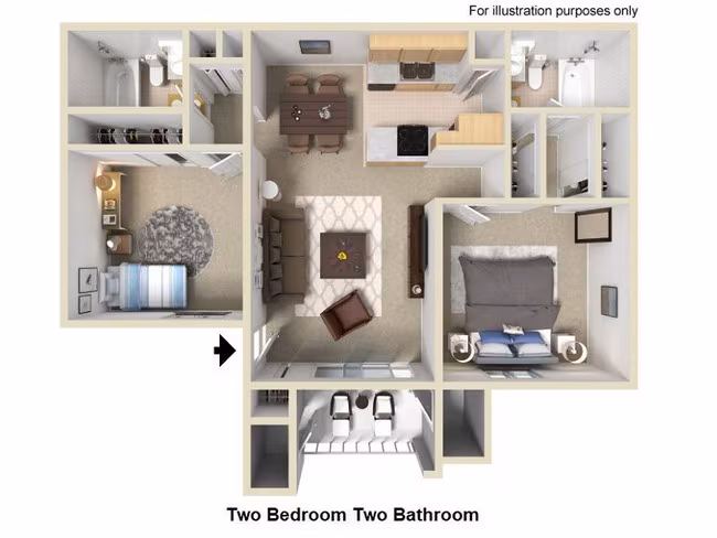 2 Bedroom / 2 Bath ($1,200 MOVE IN BONUS *) floor plan